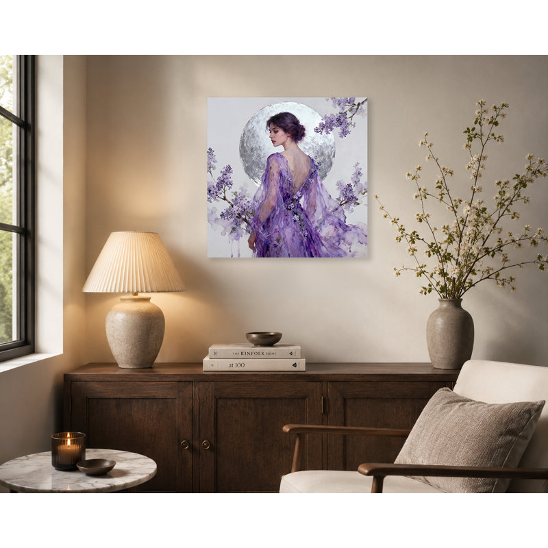«Lilac Moon Silence», art mural sur toile tendue, L 20 po x H 20 po x P 1,5 po