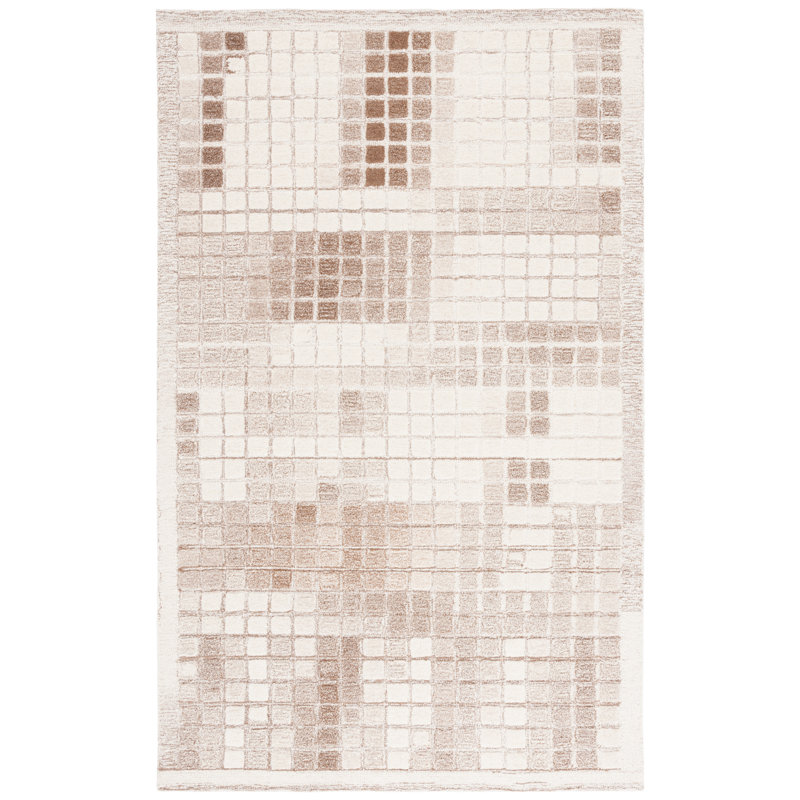 Aryaman 375 Area Rug In Ivory / Brown, Rectangle 3' x 5'