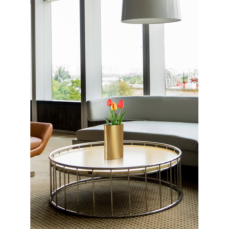 Metal Table Vase, 12" H x 7.25" W x 2" D