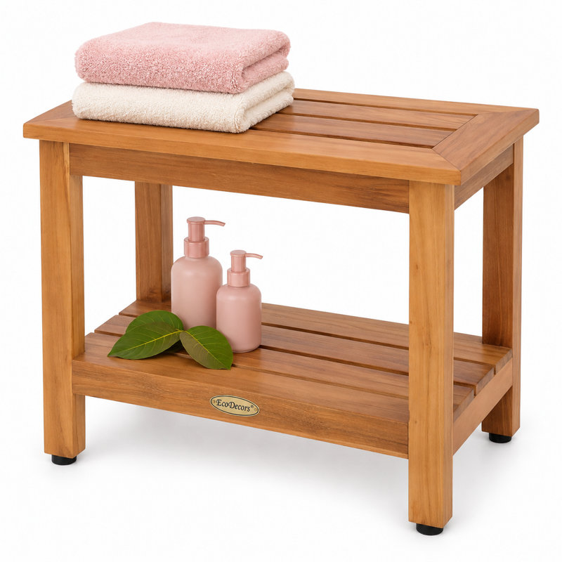 Banc de douche EcoDecors Eleganto 21 po avec tablette