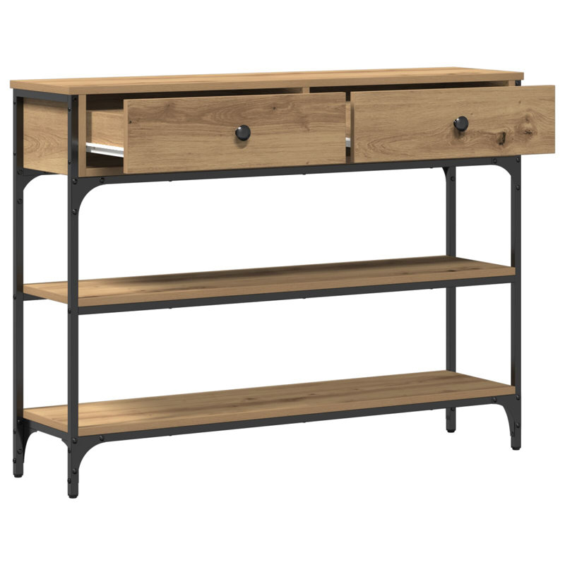 Console Table, Metal 100 Cm Shelving, Artisan Oak