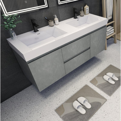 Ensemble de meuble-lavabo double mural 60 po Hartt
