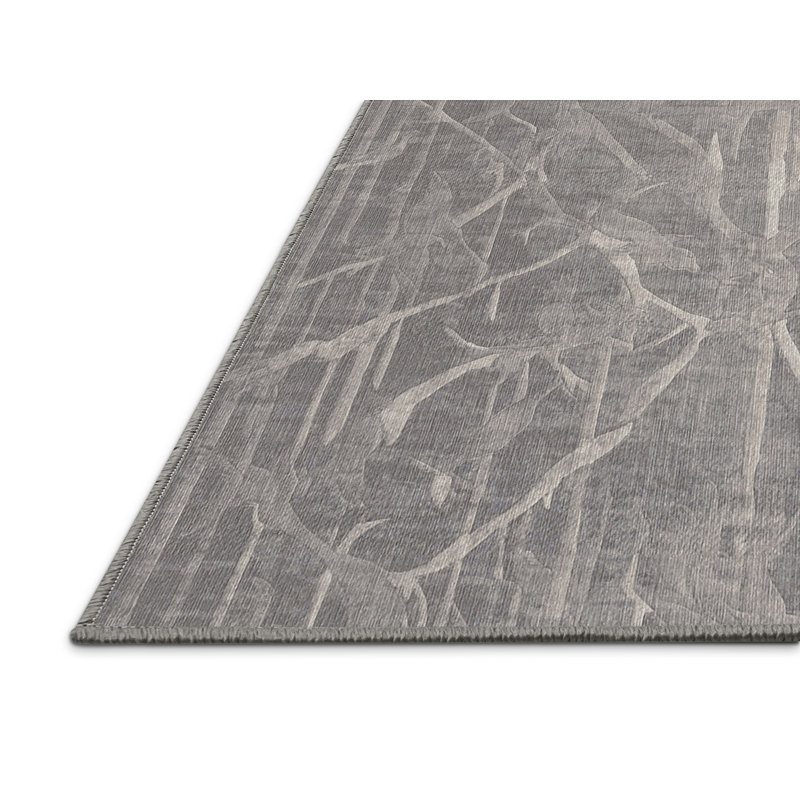 Tapis gris lavable à la machine, Rond 4 pi