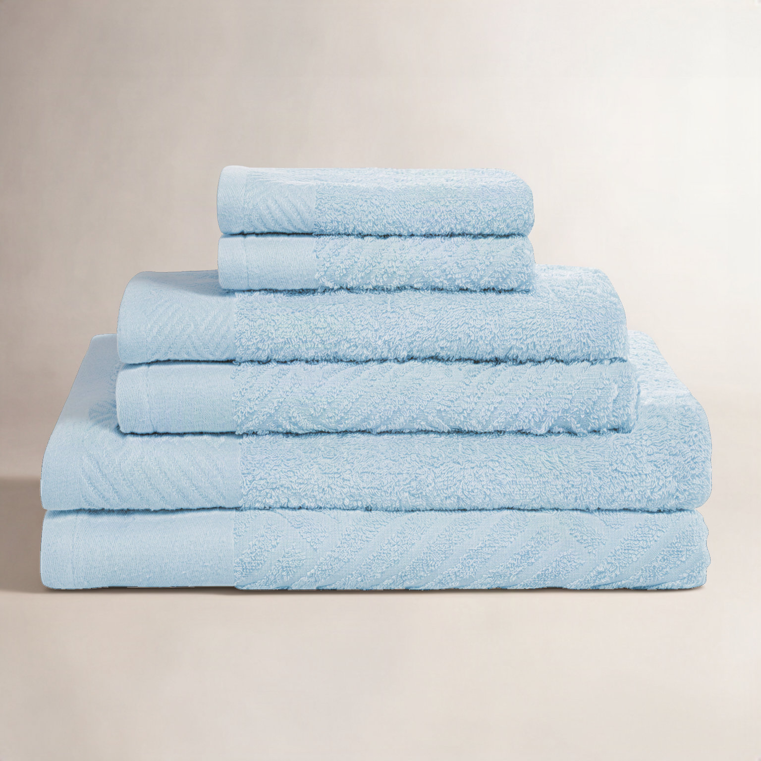 6-Piece Certified Egyptian Cotton Towel Set, Sky Blue