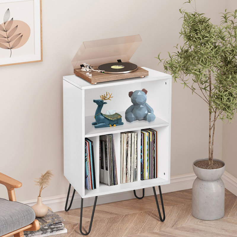 Audio Rack with 2 Open Shelves, White