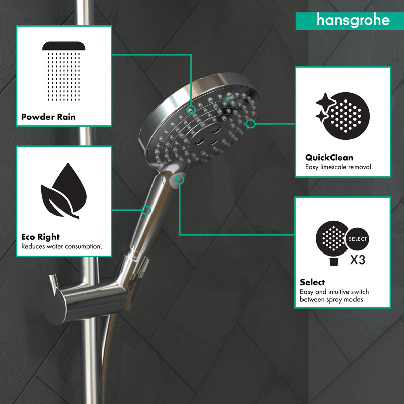 Raindance S Powder Rain Handheld Shower Head with Select, Chrome, 2.5 GPM