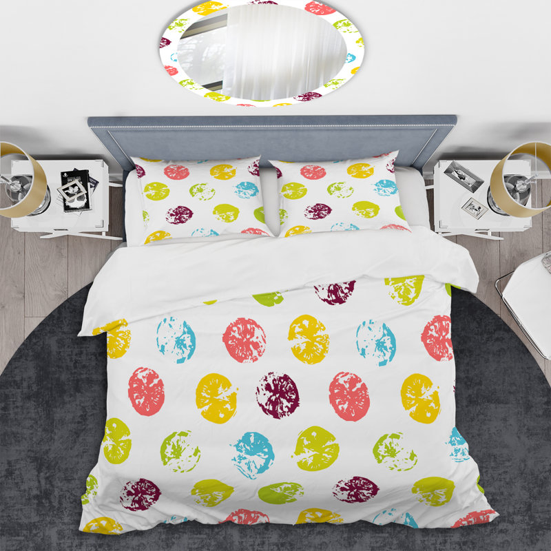 Ensemble de housse de couette en microfibre jaune / blanc 3 pièces, Housse de couette double / grand + 2 taies décora