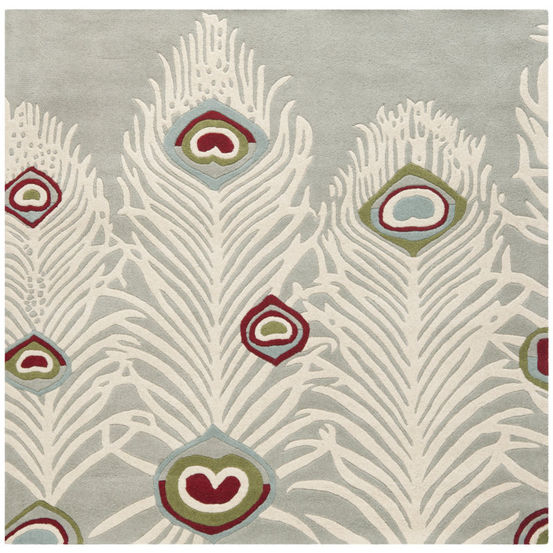Nonia Hand Tufted Wool & Viscose Pile Abstract Rug, Square 8'