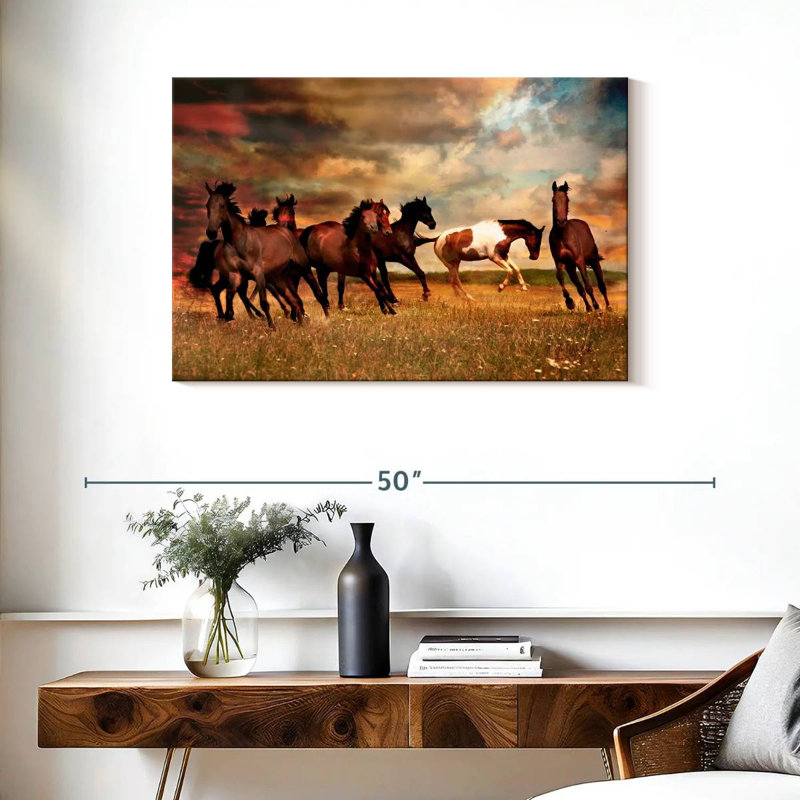 Brampt Wild Horses On The Prairie, 24" H x 36" W