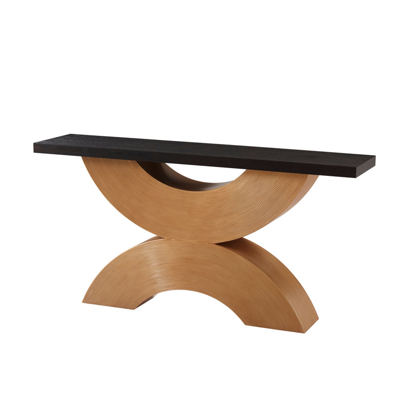 Jamie Drake Oak and Gilt Reed Console Table
