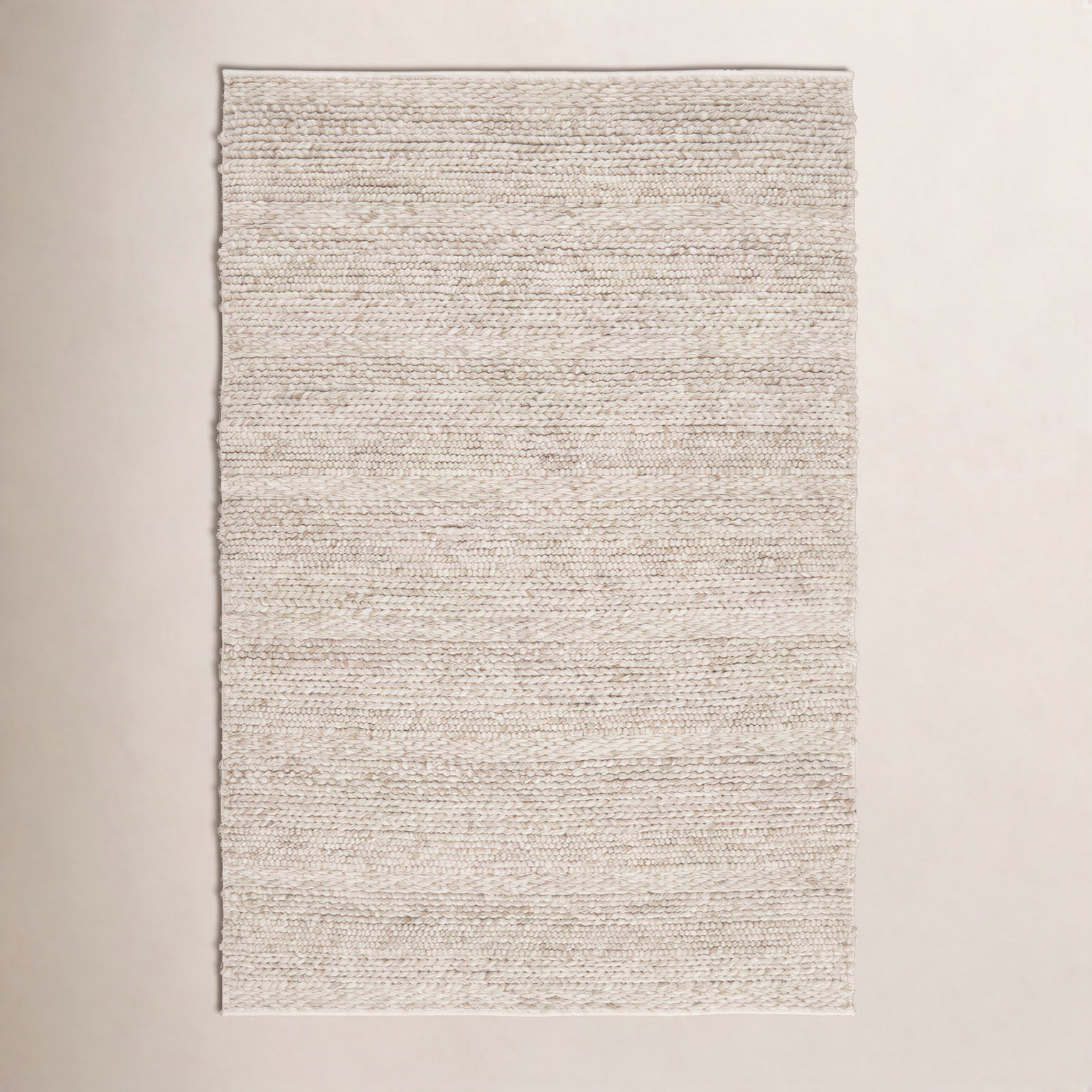 Zekia Cream Hand-Woven Wool Rug, Rectangle 2' x 3'