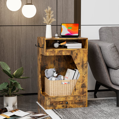 Station d'alimentation pour animaux et table d'appoint avec station de charge et rangement pour aliments Designs Designs
