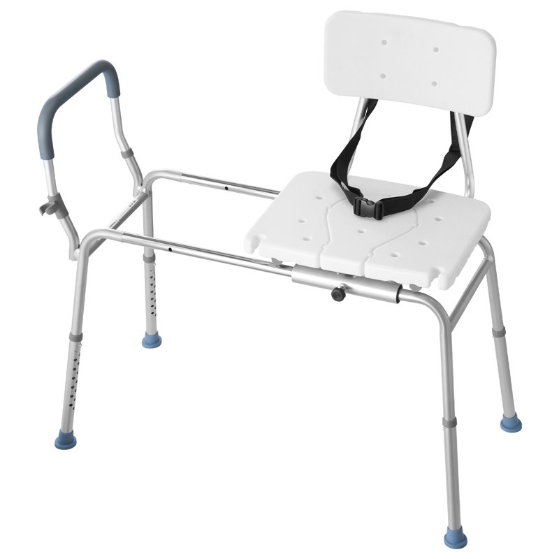 Sliding Shower Chair, 400 lbs Capacity Tub Transfer Bench for Bathtub, Heavy Duty Shower Bench with Arms and Backrest, Height Adjustable Seat for Handicap, Adults, Seniors, Elderly and Disabled