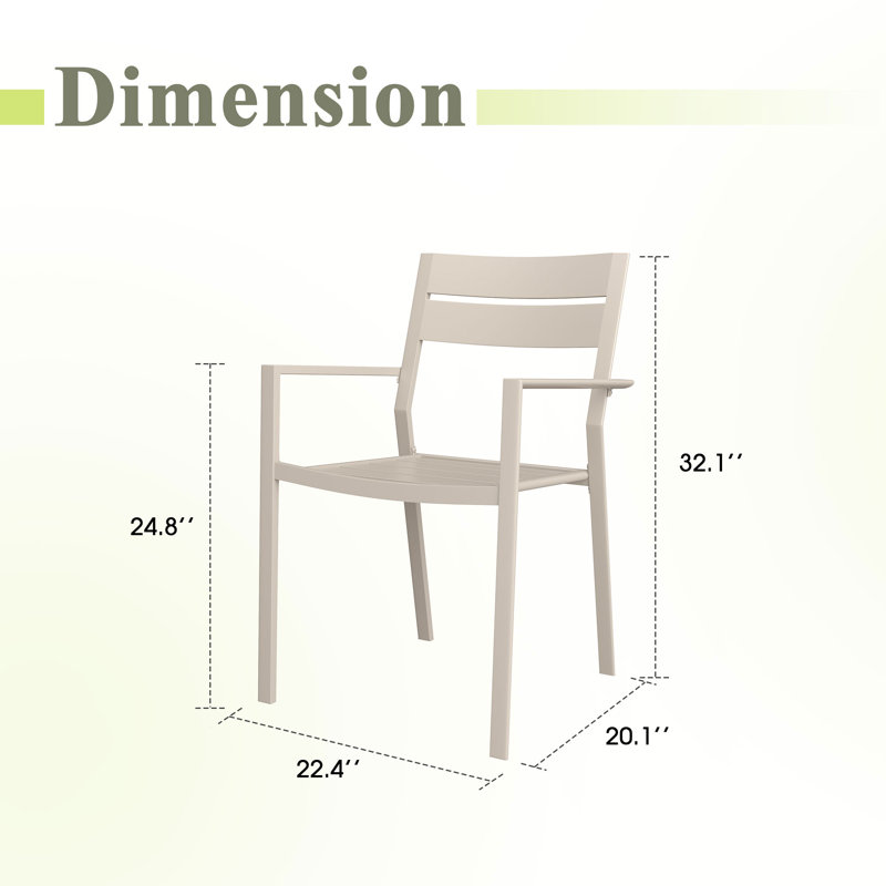 Ensemble de chaises de patio 4 pièces empilables, Beige