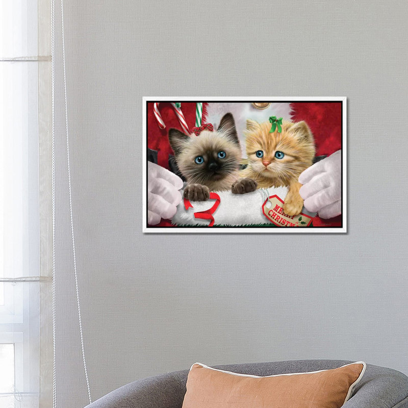 Santa's Surprise - Print on Canvas, White Framed, 101.6 cm H x 66.04 cm W