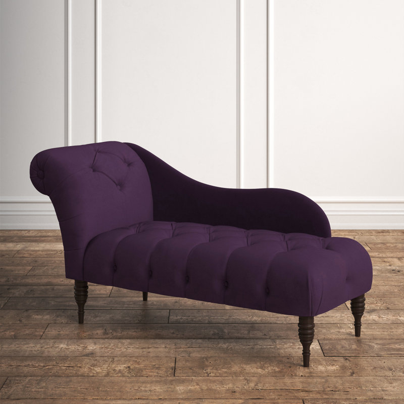 Chaise longue à accoudoirs roulés Angelica, Velours aubergine classique