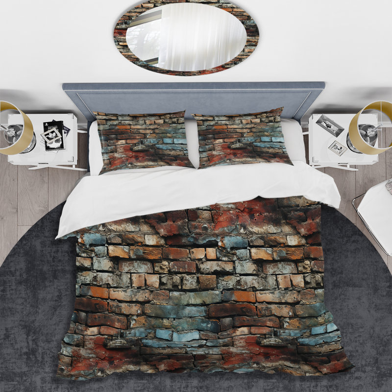 Literie Urban Rustic Brick Reson II, Housse de couette simple + 1 taie décorative stan