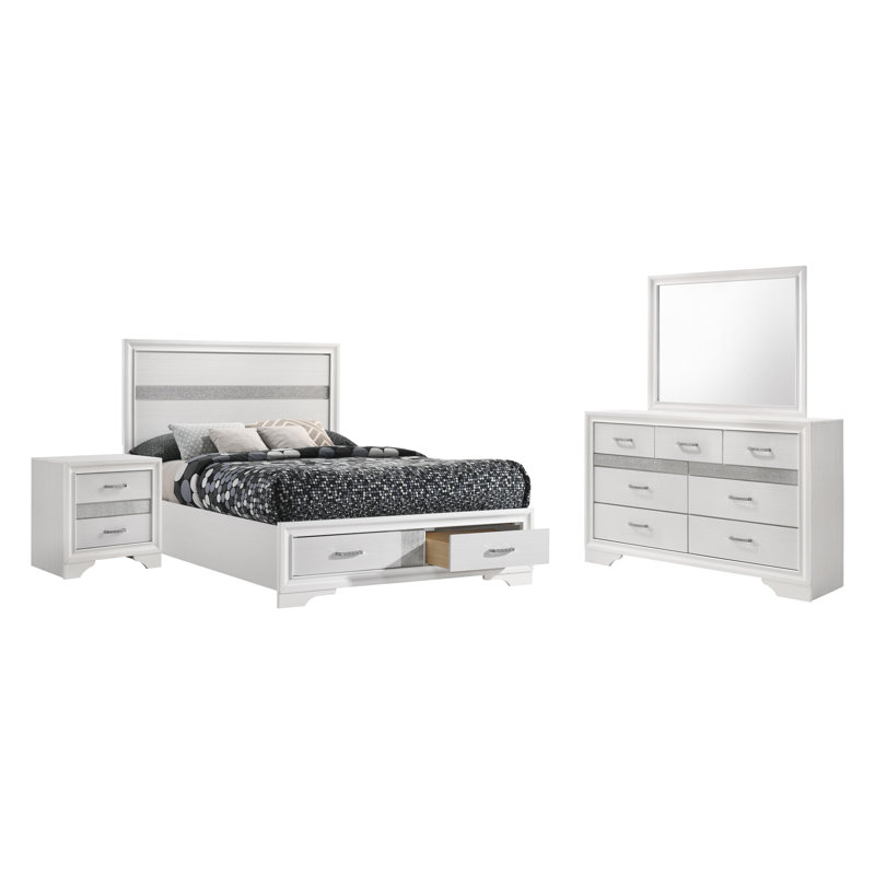 Ensemble de chambre à coucher 4 pièces 4 pièces , Double, Blanc