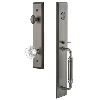 Fifth Avenue One-Piece Handleset with Single Cylinder Deadbolt and C Grip with Bordeaux Knob