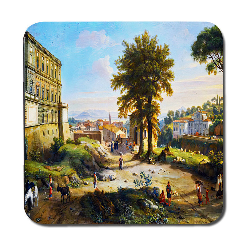 Vintage Landscape City Scene Placemat And Coaster Set With Artwork