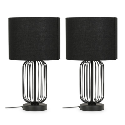 Mathia 39cm Black Table Lamp Set