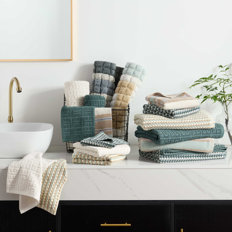 Pebble Textured Cotton Washcloth Set, 13" x 13"