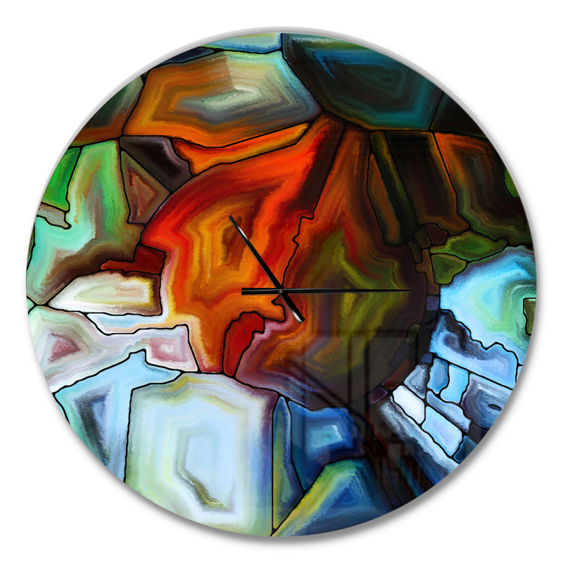 Abstrait vitrail - horloge murale moderne, Grand