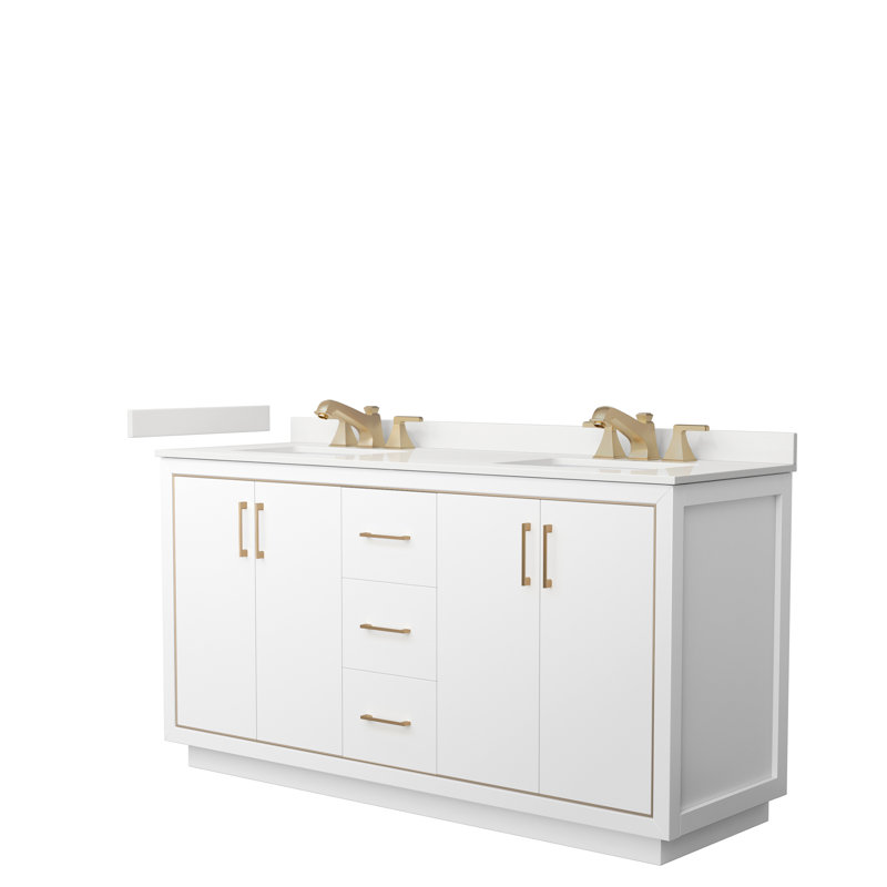66 meuble-lavabo double avec plateau 66, WDX13318, Vert clair, Nickel brossé