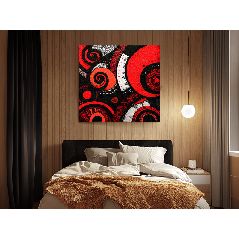 Reproduction d'art sur toile géométrique abstraite rouge et noire, reproduction d'art contemporain en spirale, reproduction d'art moderne