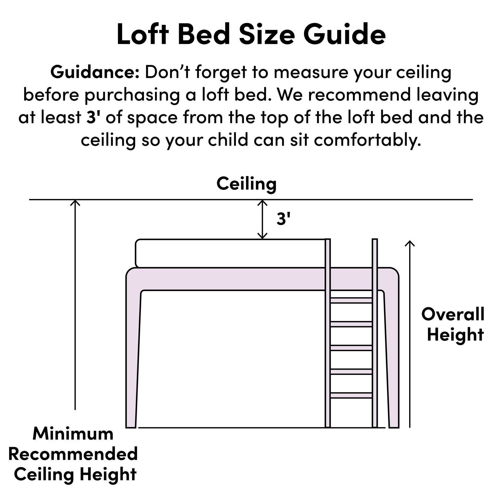 Twin Solid Wood Platform Loft Bed, White Wash/Dark Gray