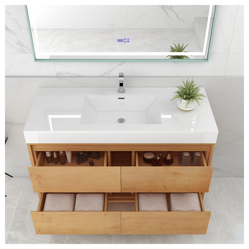 Wittig 48" Wall-Mounted Single Bathroom Vanity Set, Light Oak