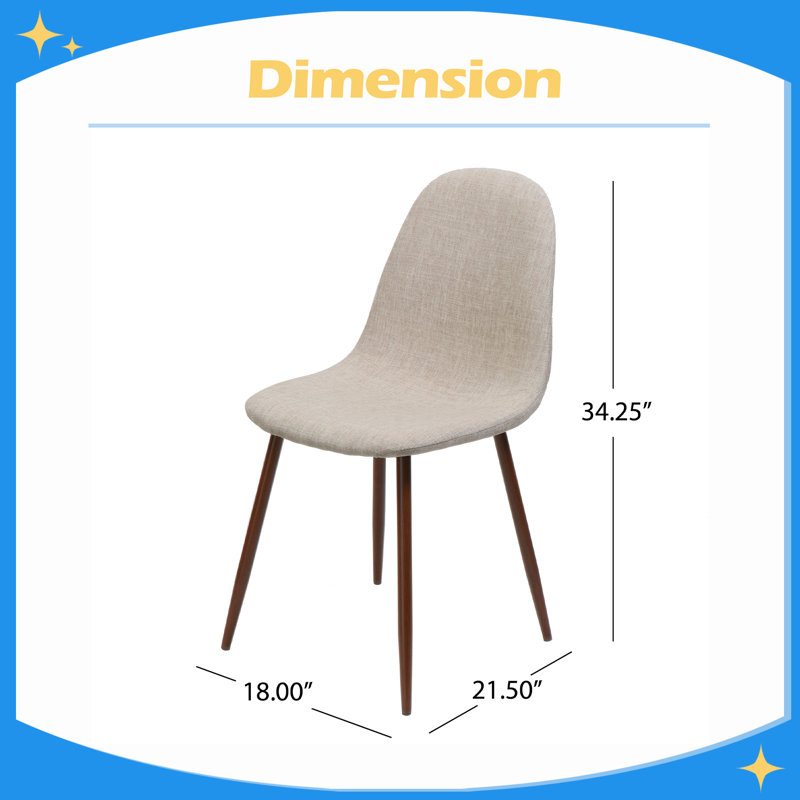 Chaise rembourrée en tissu Mid-Century (ensemble de 2), Wheat