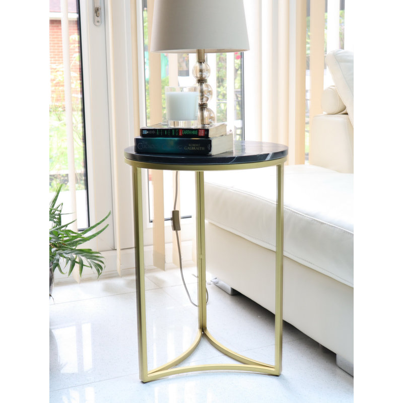 Adwolf End Table, Black/White