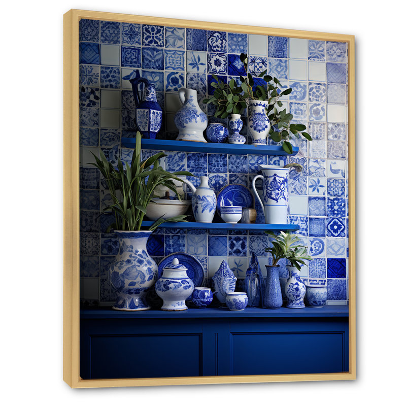 Décoration murale méditerranéenne «Still Life Kitchen I - Boho Pottery», Cadre flottant brun, H 32 po x l 24 po x P 1 po