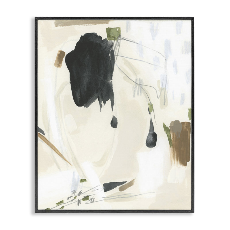 Peinture abstraite subtile encadrée en blanc par June Erica Vess, Giclée encadrée noir minuit, H 14 po x l 11 po