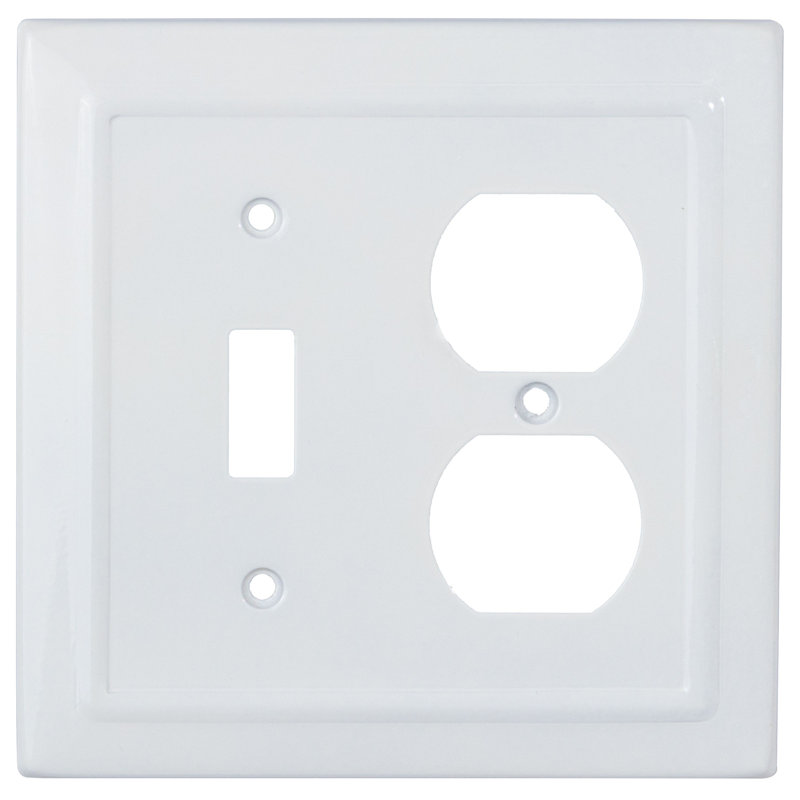 Architectural 2-Gang Duplex/Toggle Combination Standard Wall Plate, Classic White