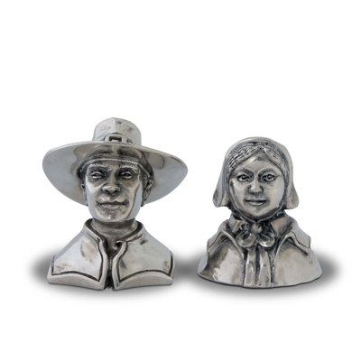 Ensemble de salière et poivrière Harvest Pewter Thanksgiving Pilgrims Couple