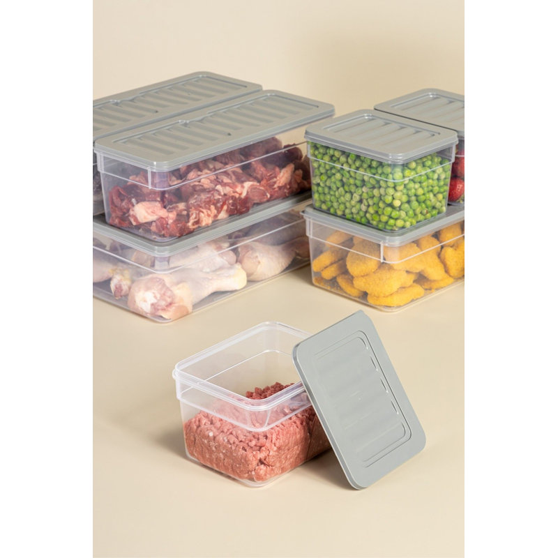 Ensemble de boîte de rangement durable (4 pièces), gris, petit: 8,9 x 11,2 x 3,5 pouces (5,3 pte) | Grand: 8,9 x 11,2 x 2,0 pouces (2,4 pte) | 100% plastique, va au lave-vaisselle et au micro-ondes (jusqu'à 203 ° F), va au congélateur (jusqu'à -13 ° F)