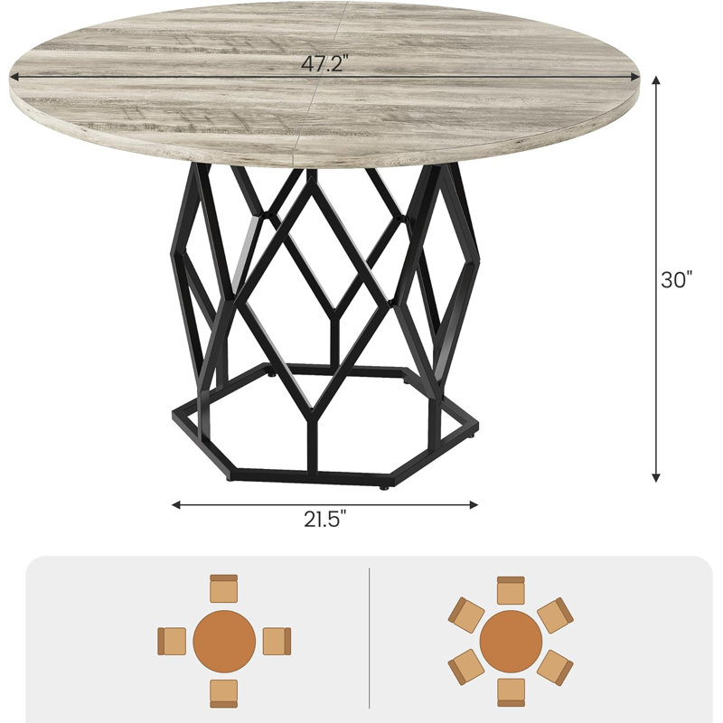 Metal Base Dining Table