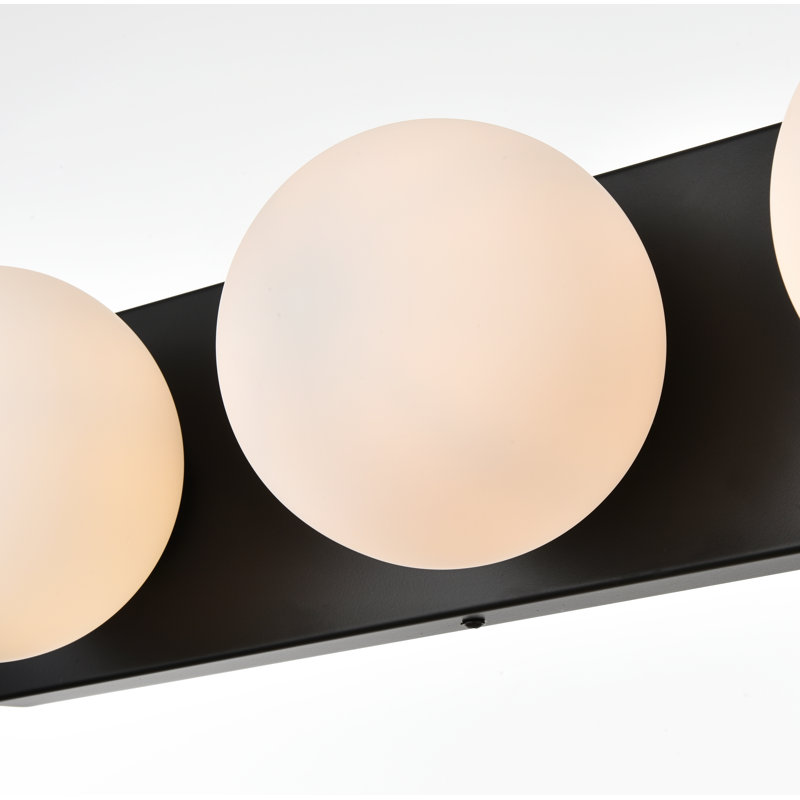 Applique murale de salle de bain à intensité variable Isabeth, Noir, noir, noir, noir, H 6 po x l 22 po x P 22 po, 3 lumières