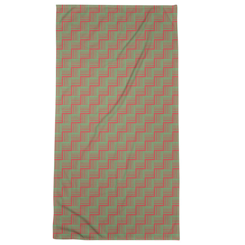 Beach Towel, Green/Red, Poly/Cotton