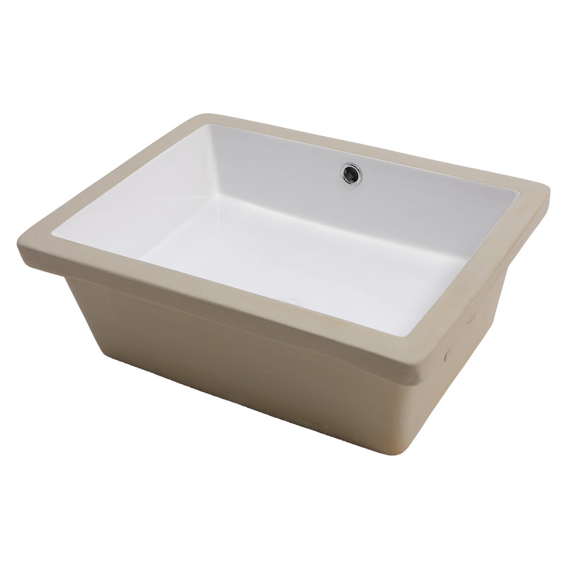 20" x 15-1/2" Undermount Bathroom Sink White Ceramic White Ceramic Rectangle Vessel Sink with Overflow