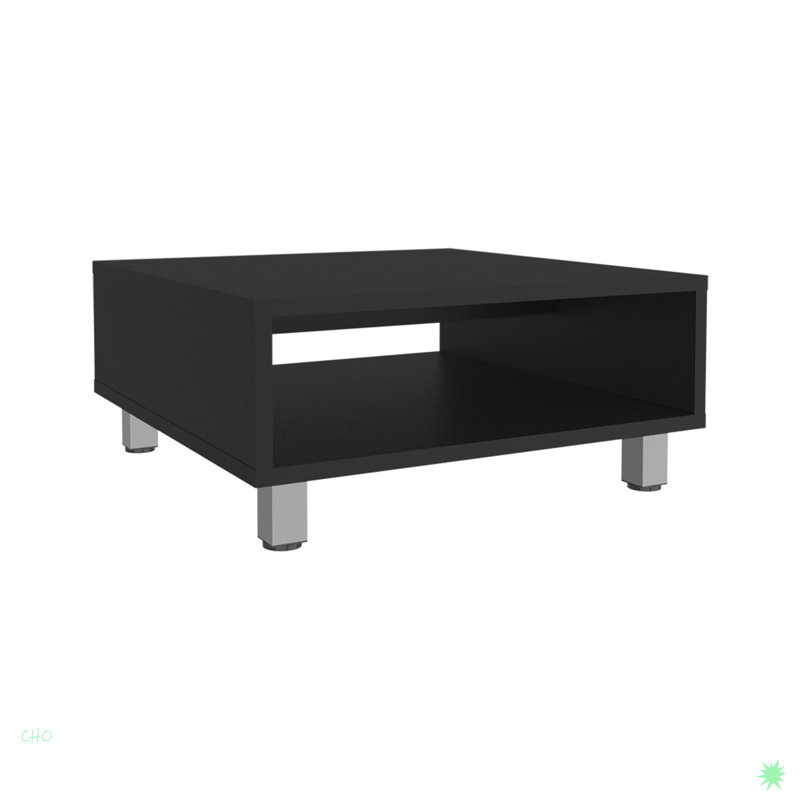 Minimalistic Square Coffe Table With Open Storage, Black