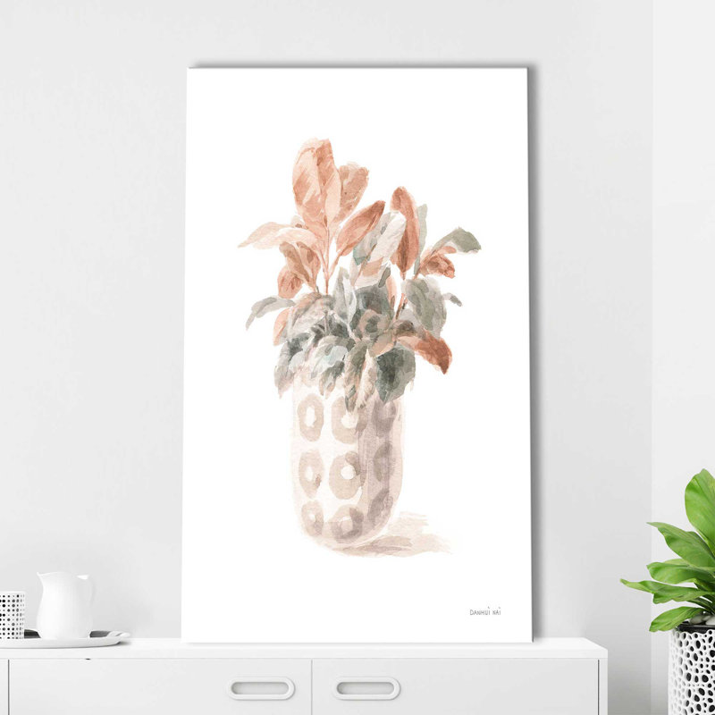 Modern Flora II Terracotta - Painting on Canvas, 30" H x 18" W x 1" D, Wrapped Canvas