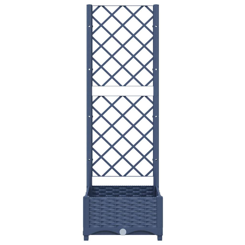 Jardinière de jardin Latitude Run® avec treillis PP, 15.7" x 15.7" x 47.8", sans roulettes, Gris foncé