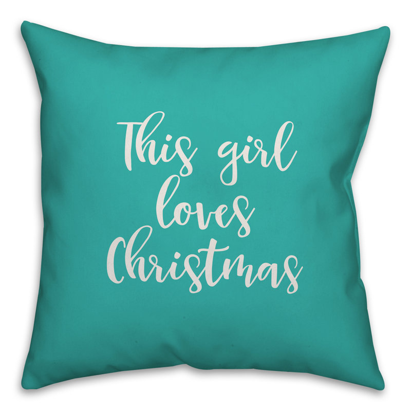  Coussin This Girl Loves Christmas, Bleu sarcelle, Coussin décoratif