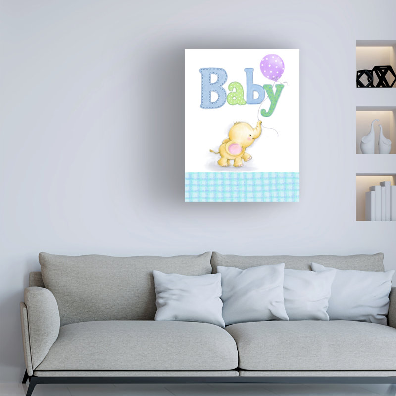 Art sur toile «Bachelor éléphant avec ballon», H 18 po x l 24 po