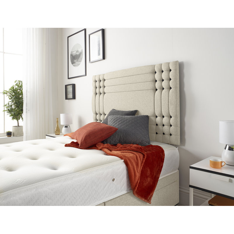 Dennishia Tweed Fabric Divan Base with Drawer Options no Headboard, Double (4'6), Natural, No Drawer