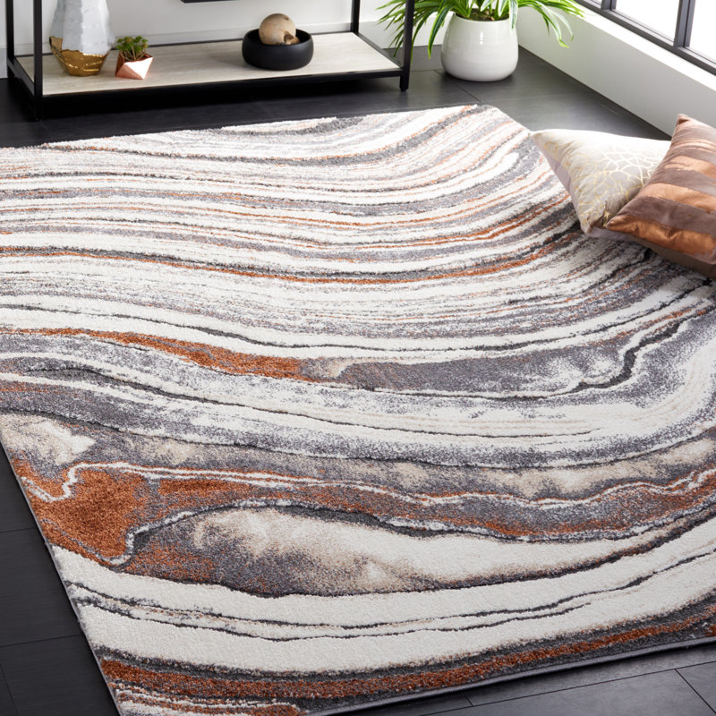 Cyrus Shag Performance Abstract Rug, Round 6'7"