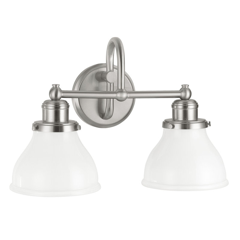 Baxter 2 - Light Dimmable Vanity Light, Brushed Nickel, Milk
